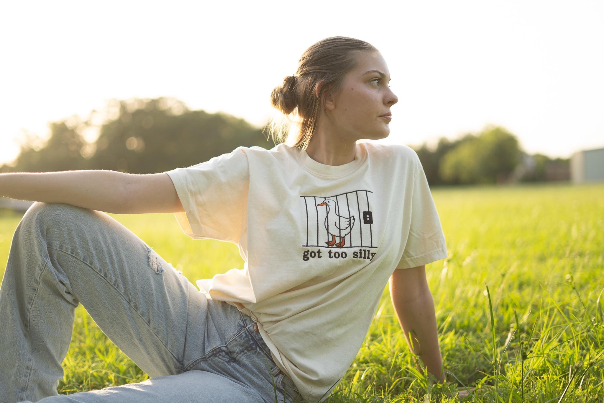 Embroidered Silly Goose Comfort Colors Tee: Retro Streetwear