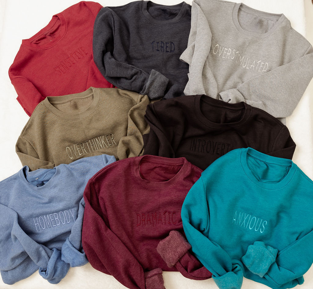 Embroidered Personality Sweatshirt - Ultra Soft Cozy Casual Wear for Homebodies, Introverts, and Overthinkers