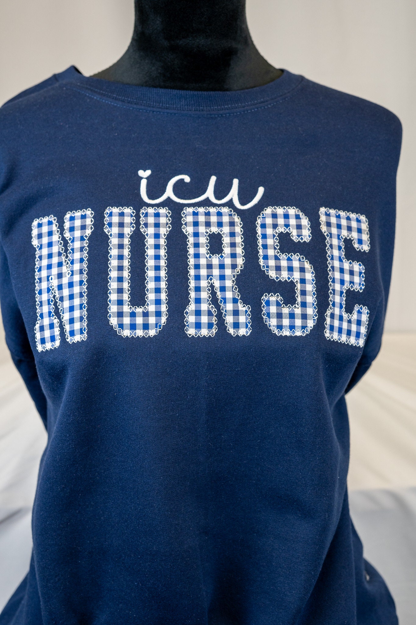 ICU Nurse Floral Applique Embroidered Sweatshirt